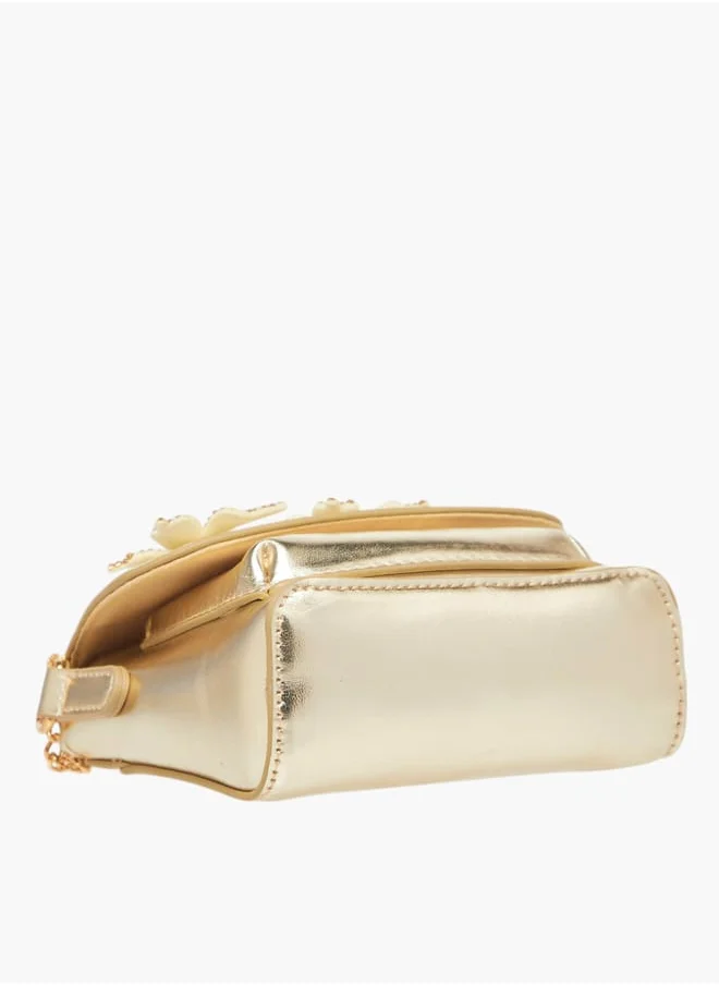 فلورا بيلا من شو إكسبرس Girls Butterfly Embellished Crossbody Bag With Chain Strap And Button Closure Ramadan Collection