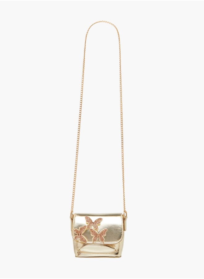 Flora Bella By Shoexpress - Girls Butterfly Embellished Crossbody Bag With Chain Strap And Button Closure Ramadan Collection - Image 1