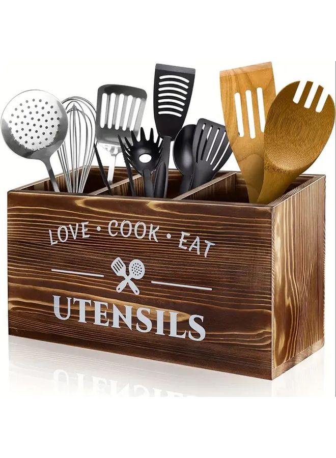 Grey Desktop Tableware Storage Box With Grids Wooden Chopsticks Sorting Shelf Household Organization For Bedroom Desk New Year Spring Festival Gift - Image 1