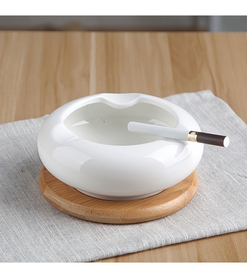 Large Ceramic Cigar Ashtray Small White With Base Modern Windproof Design Easy Clean Durable Home Decor Living Room Cigar Accessories - Image 1