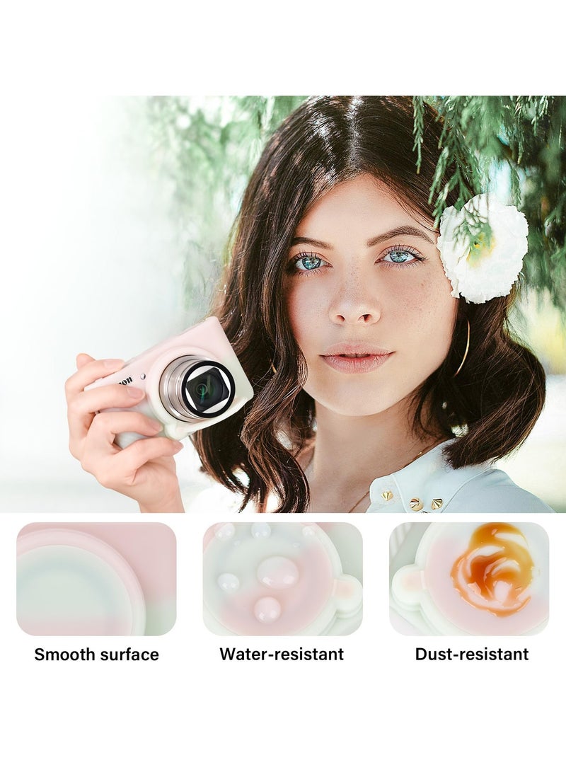 Arabest Green and pink mix silicone case for Canon PowerShot SX740 SX730 digital camera, featuring a soft cover with a removable lens cover. - Image 5