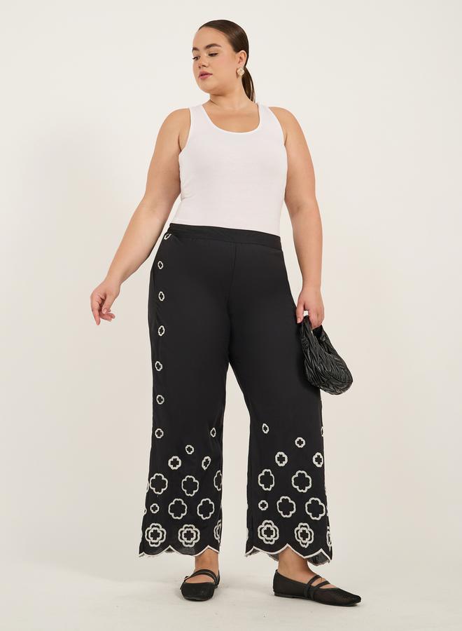 Styli Plus Size Embroidered Wide Leg Pants  - Image 2