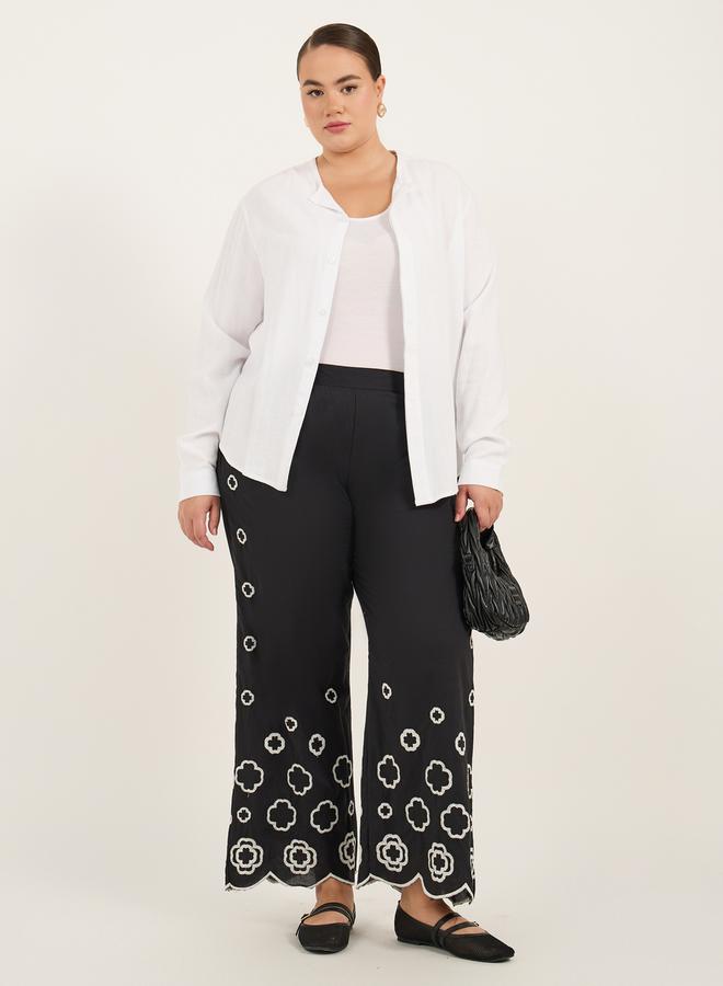 Styli Plus Size Embroidered Wide Leg Pants  - Image 1