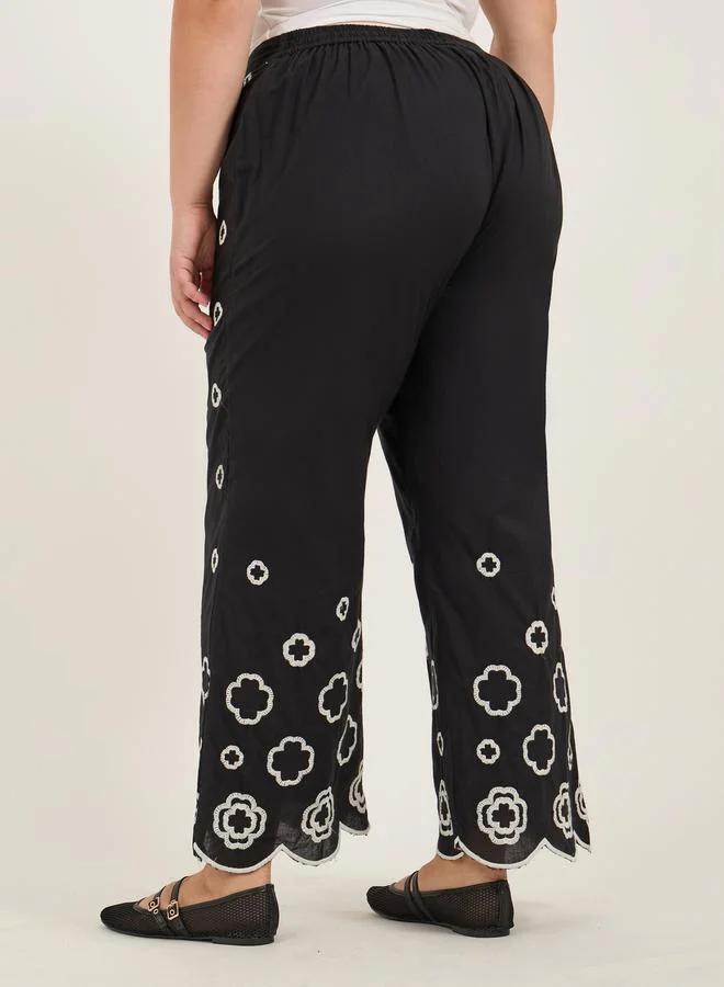 Styli Plus Size Embroidered Wide Leg Pants
