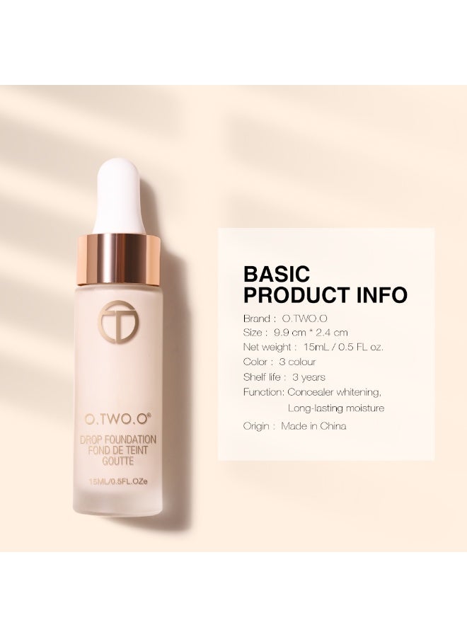 OTWOO O.TWO.O Drop Foundation – Lightweight Oil Control & Full Coverage Makeup (#1, LIGHT COLOR) - Image 4