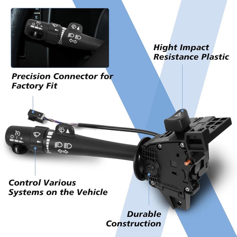 BASIKER Turn Signal Switch Multi-Function Combination Wiper Switch Replacement for 03-06 Chevy Silverado Tahoe GMC Sierra Yukon, 2002-2009 Trailblazer Escalade Envoy, P/N# 12450067, D6299A, SW3792 - Image 5