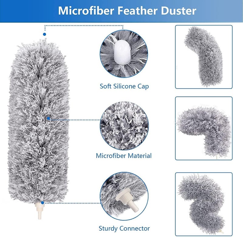 TNEMEC Microfiber Feather Duster Bendable Extendable Fan Cleaning Foldable Flexible mop for Quick and Easy of Home Ceiling Dusting Brush with Long Rod 100 inch high Washable Ceiling Fans 1 - Image 4