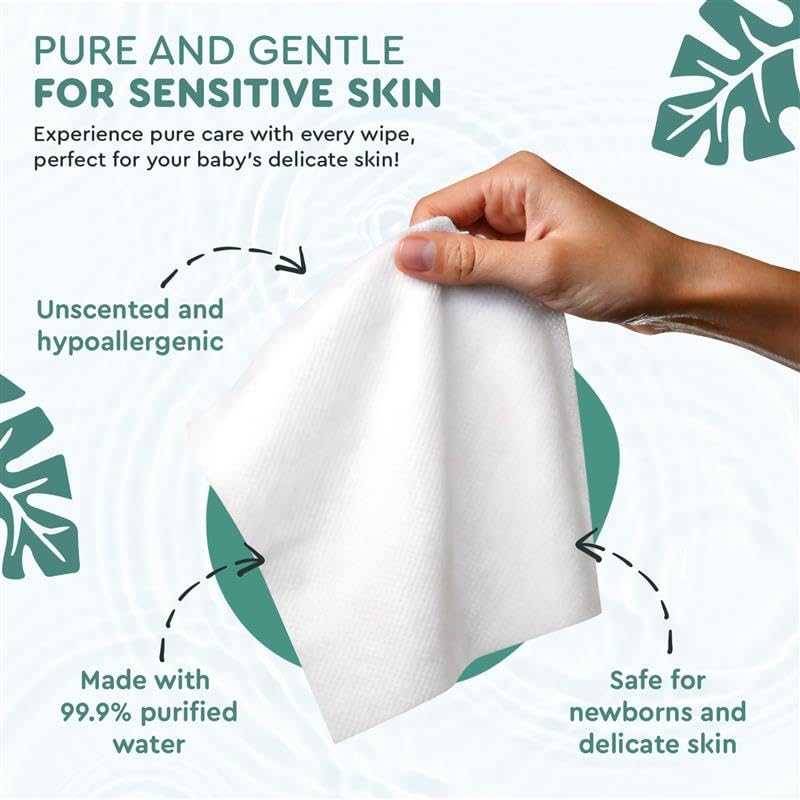 COZY WIPE Water Based Baby Wipes, 99.9% Purified Water, Unscented & Gentle for Sensitive Skin, Plastic-Free, 9 Packs (60 Wipes Each) â€“ Safe for Newborns & Toddlers - Image 5