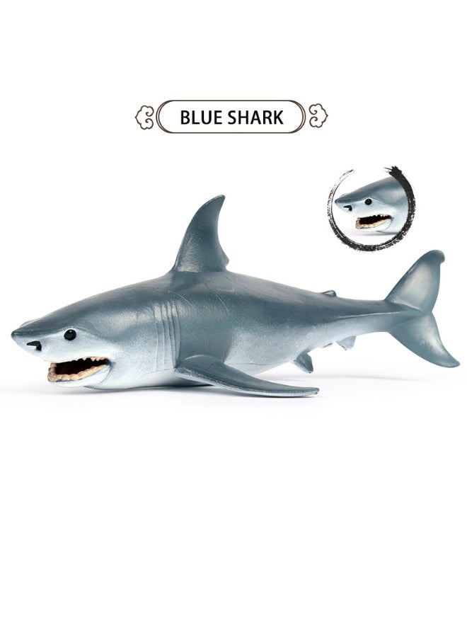 HALAMODO Blue Shark Statue Marine Animal Model - Shark Action Figures, Durable Educational Wild Shark Toy, Realistic Ocean Education Toy, Kids Imagination Development, Ocean Theme Party Gift For Boys And Girls,18*10.5*6 cm - Image 3