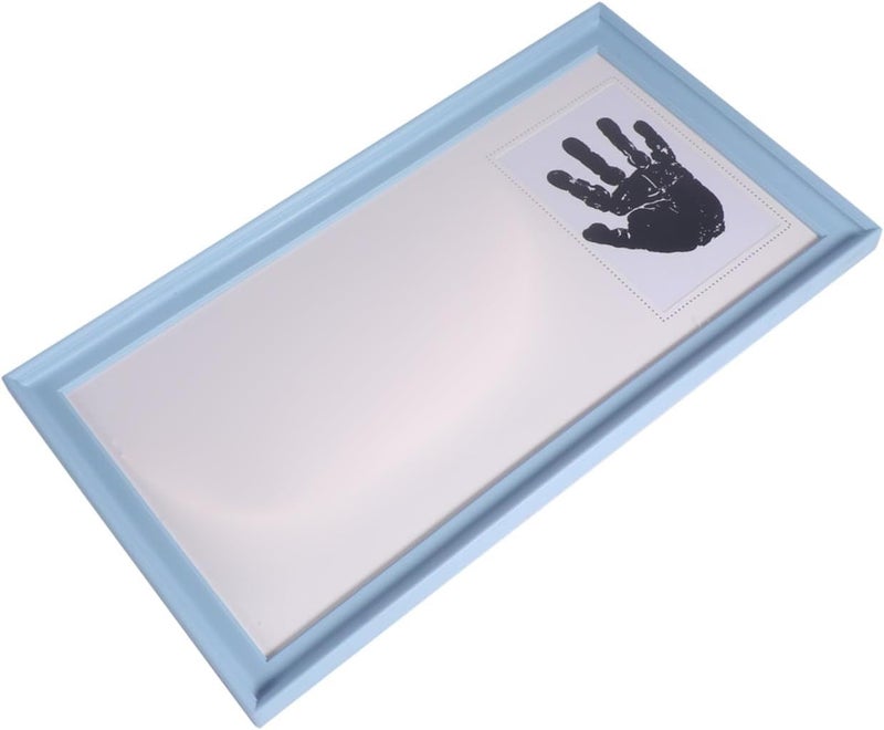 SECFOU Hand and Footprint Photo Frame Keepsake for Growth Record, Blue 12-month Memory Display with Picture Holder for Newborn and Nursery - Image 1