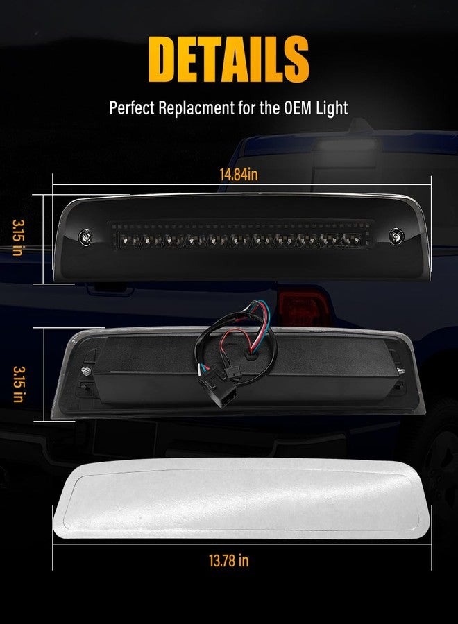 LESAUCE for Dodge RAM 3rd brake light, High Mount Stop Light for 2009-2021 Dodge Ram 1500 2500 3500 4500 Laramie, Cargo Light Red Flash Smoked Seal Foam Gaskets Roof for Pickup Truck - Image 5