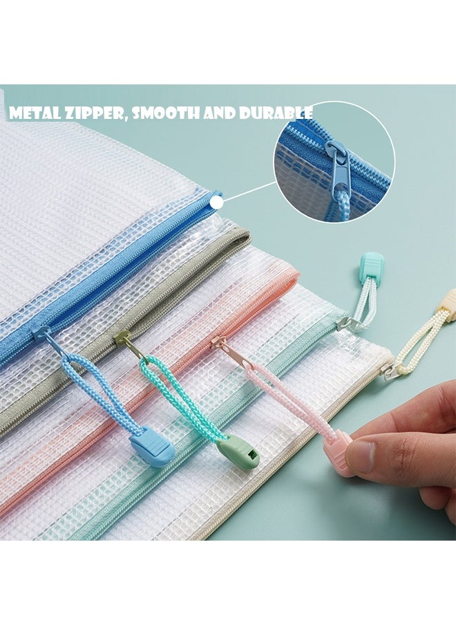 Generic A4Files Folder 5pcs Zip Lock Mesh Document Files Plastic Wallet Folder for School Office Home Homework Travel Storage  - Image 4