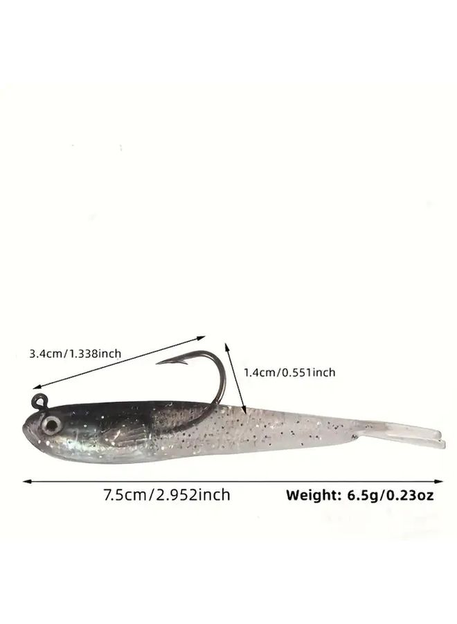 Gray Green Blue 30 Soft Baits Hooks Lifelike Lure for Bass Trout Freshwater Saltwater Fishing - Image 3
