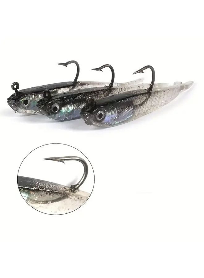 Gray Green Blue 30 Soft Baits Hooks Lifelike Lure for Bass Trout Freshwater Saltwater Fishing - Image 5