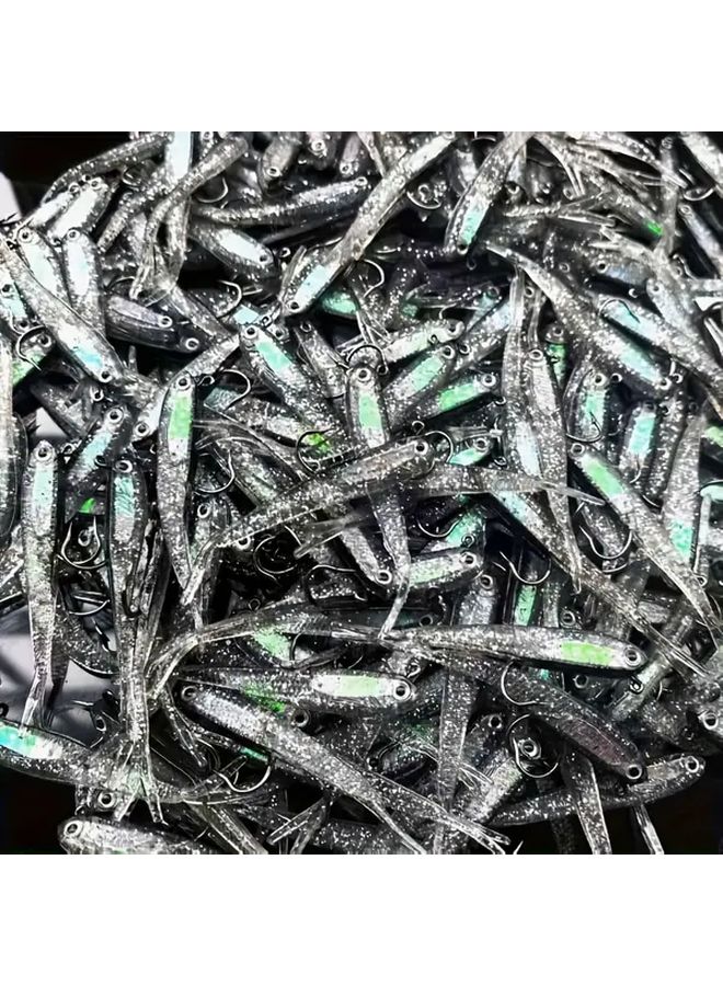 Gray Green Blue 30 Soft Baits Hooks Lifelike Lure for Bass Trout Freshwater Saltwater Fishing - Image 1