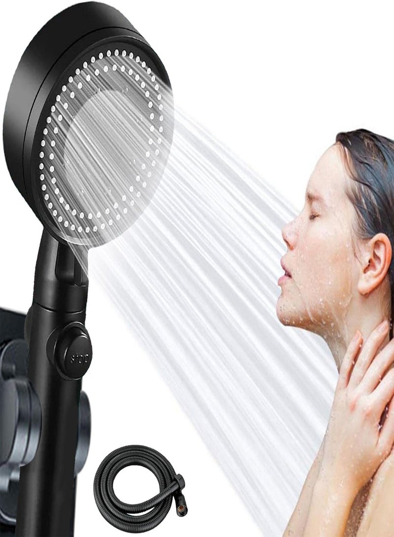 GGOOT High Pressure Shower Heads, 5 Adjustable Spray Modes for Water Saving, Shower Head and Hose Set for Bath Taps, Universal Replacement Shower Head with ON/OFF Switch, Stainless Steel 1.5m Hose - Image 1