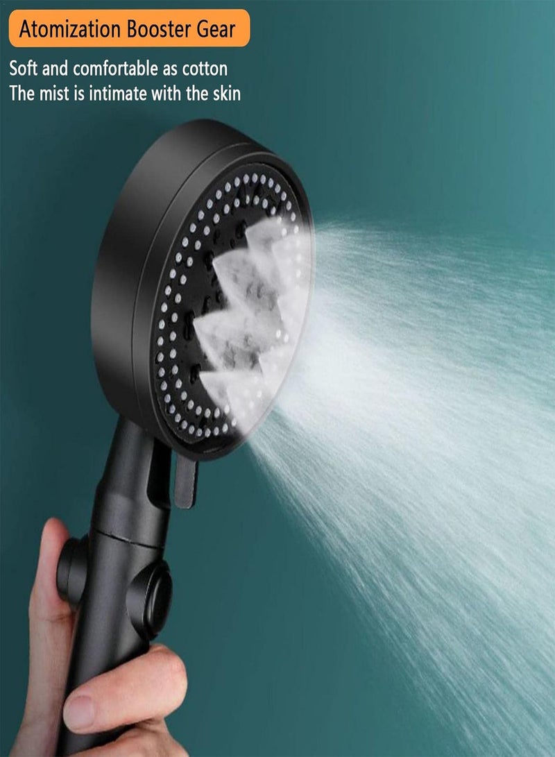 GGOOT High Pressure Shower Heads, 5 Adjustable Spray Modes for Water Saving, Shower Head and Hose Set for Bath Taps, Universal Replacement Shower Head with ON/OFF Switch, Stainless Steel 1.5m Hose - Image 2