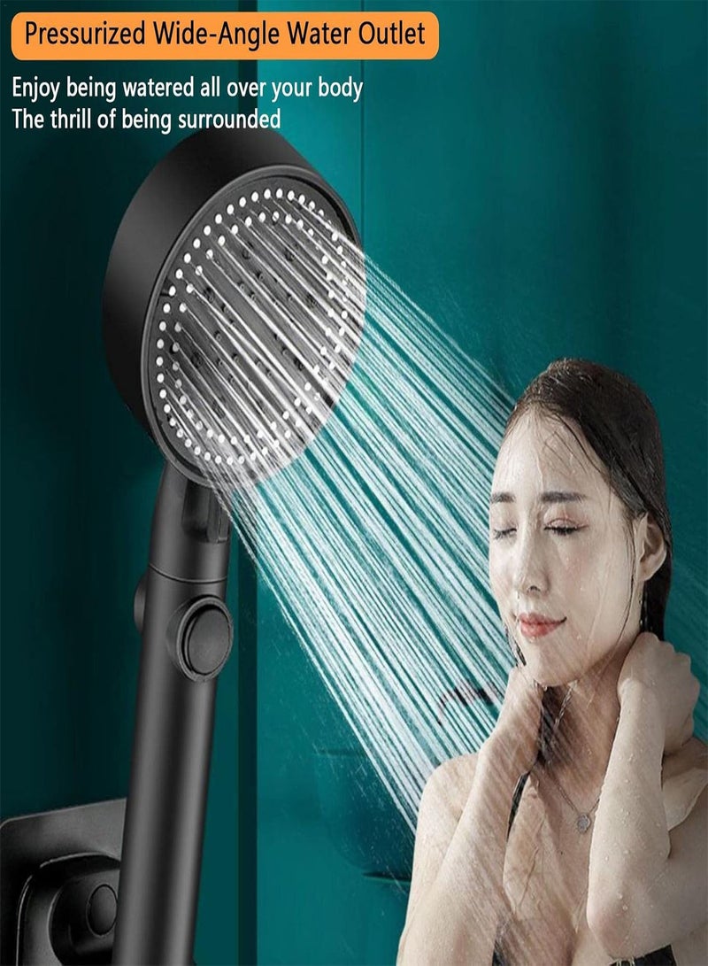 GGOOT High Pressure Shower Heads, 5 Adjustable Spray Modes for Water Saving, Shower Head and Hose Set for Bath Taps, Universal Replacement Shower Head with ON/OFF Switch, Stainless Steel 1.5m Hose - Image 5