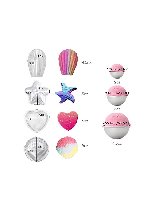 S-TOP Metal Bath Bomb Mold 14 PCS(6 Hemispheres, 2 Starfish, 2 Heart, 2 Shell, 2 Scallop) with 100 Shrink Wrap Bags for Bath Bombs Handmade Soaps and Cake - Image 4