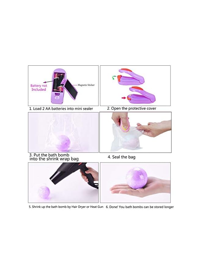 S-TOP Metal Bath Bomb Mold 14 PCS(6 Hemispheres, 2 Starfish, 2 Heart, 2 Shell, 2 Scallop) with 100 Shrink Wrap Bags for Bath Bombs Handmade Soaps and Cake - Image 3