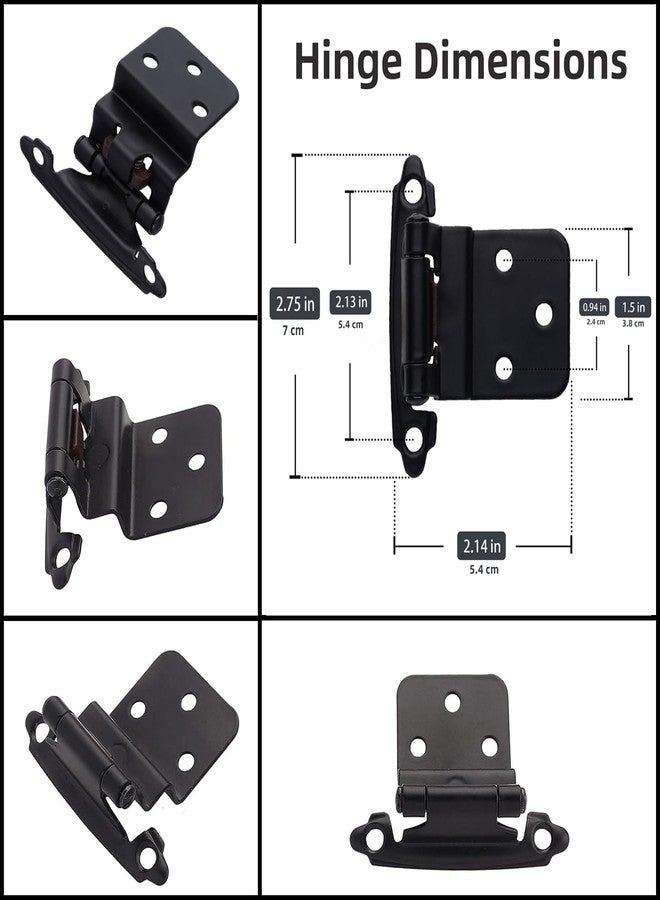 DecoBasics 3/8" Inset Cabinet Hinges Black (10 Pair -20 Pcs) Offset Self Closing Matte Black Cabinet Hinges for Kitchen Cabinets w/Bumpers & Upgraded Screws - Image 3