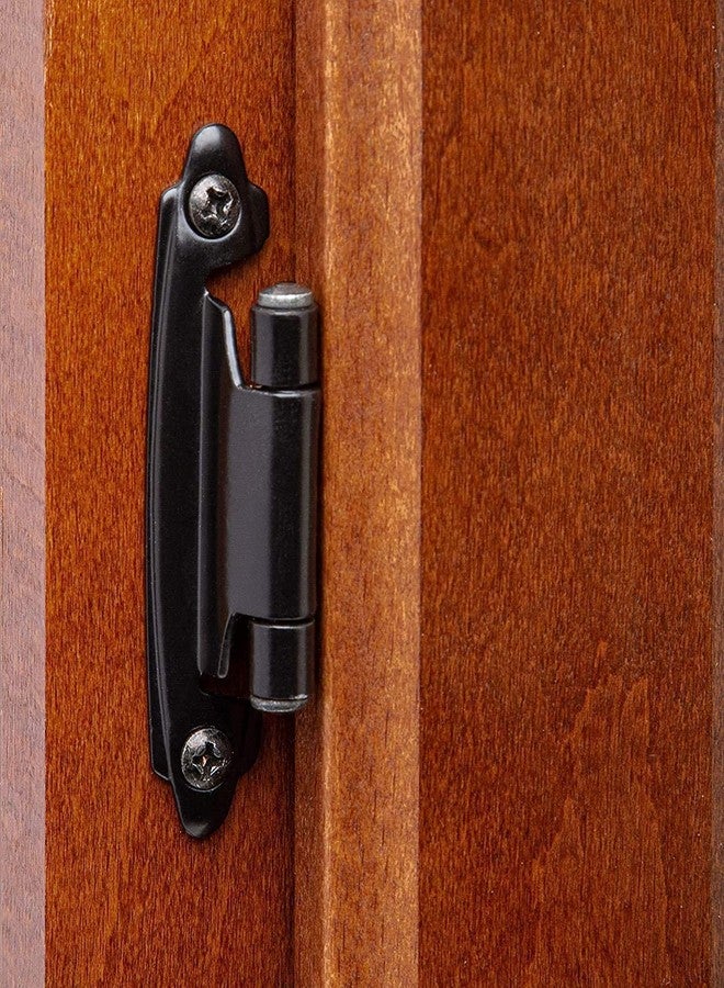 DecoBasics 3/8" Inset Cabinet Hinges Black (10 Pair -20 Pcs) Offset Self Closing Matte Black Cabinet Hinges for Kitchen Cabinets w/Bumpers & Upgraded Screws - Image 5