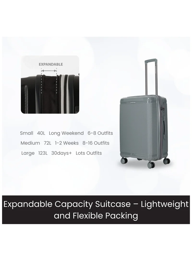 GIORDANO Giordano League Luggage Set PP Hardshell Travel Business Suitcase, Durable Hardside Unbreakable Lightweight Expandable Anti-theft Zip 4 Double Wheel TSA Lock 3pcs Trolley (20+24+28 Inch).Dark Grey