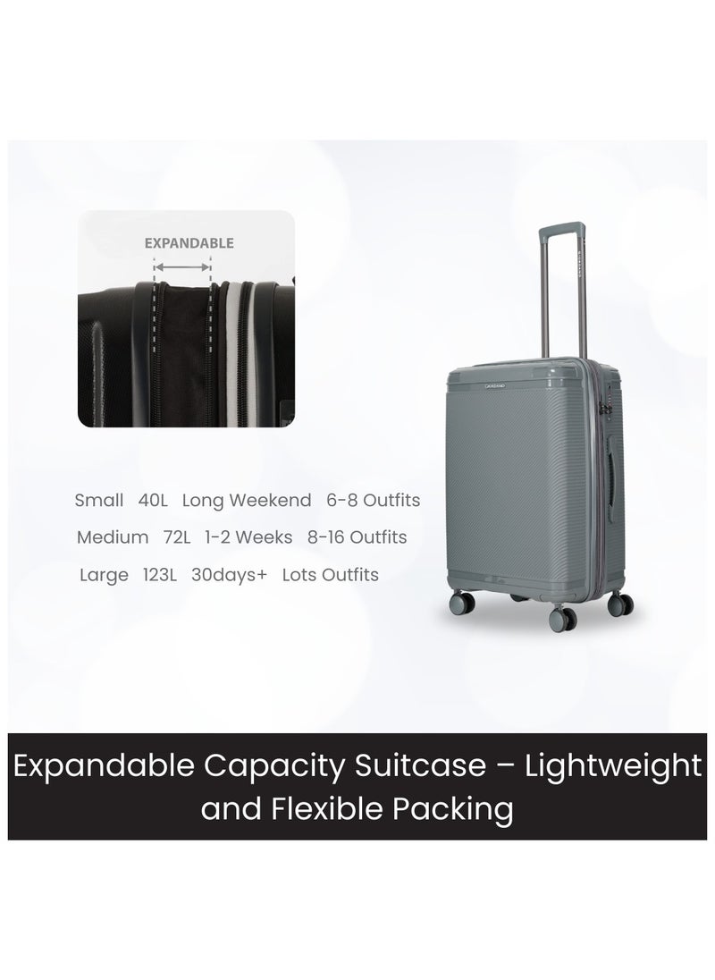 GIORDANO Giordano League Luggage Set PP Hardshell Travel Business Suitcase, Durable Hardside Unbreakable Lightweight Expandable Anti-theft Zip 4 Double Wheel TSA Lock 3pcs Trolley (20+24+28 Inch).Dark Grey  - Image 3