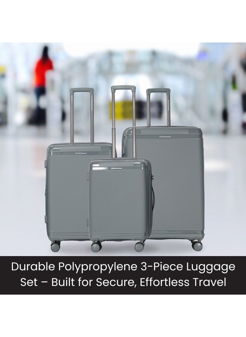 GIORDANO Giordano League Luggage Set PP Hardshell Travel Business Suitcase, Durable Hardside Unbreakable Lightweight Expandable Anti-theft Zip 4 Double Wheel TSA Lock 3pcs Trolley (20+24+28 Inch).Dark Grey  - Image 4