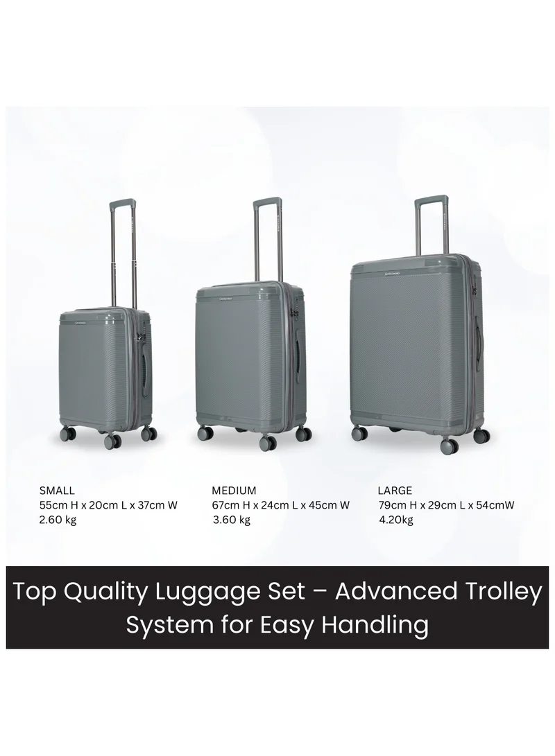 GIORDANO Giordano League Luggage Set PP Hardshell Travel Business Suitcase, Durable Hardside Unbreakable Lightweight Expandable Anti-theft Zip 4 Double Wheel TSA Lock 3pcs Trolley (20+24+28 Inch).Dark Grey