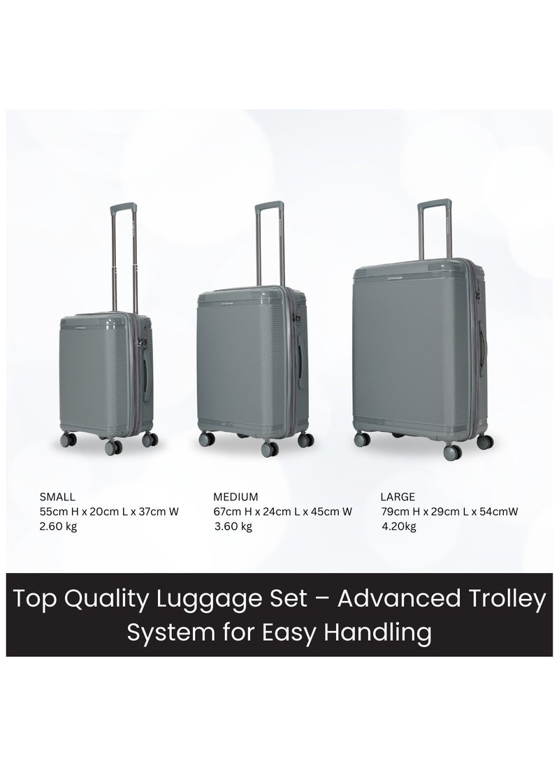 GIORDANO Giordano League Luggage Set PP Hardshell Travel Business Suitcase, Durable Hardside Unbreakable Lightweight Expandable Anti-theft Zip 4 Double Wheel TSA Lock 3pcs Trolley (20+24+28 Inch).Dark Grey  - Image 5
