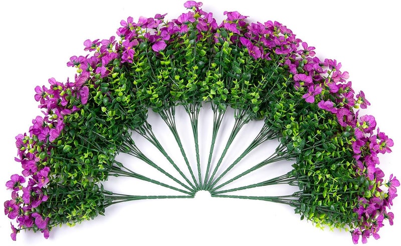 florisso Artificial Fake Plants Flowers for Outdoor Outside Summer Decoration, 12 Bundles Faux UV Resistant Look Real Silk Purple Daisy for Porch Patio Home Window Box Yard Garden Planter - Image 5