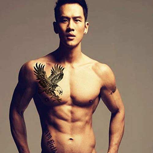 Finrray Large Temporary Tattoos Waterproof Fake Tattoo Realistic Eagle Wolf Tiger Dragon Animal Shaped Body Tattoo Stickers for Men Adults Boys Guy (Black, 4 Sheets) - Image 4