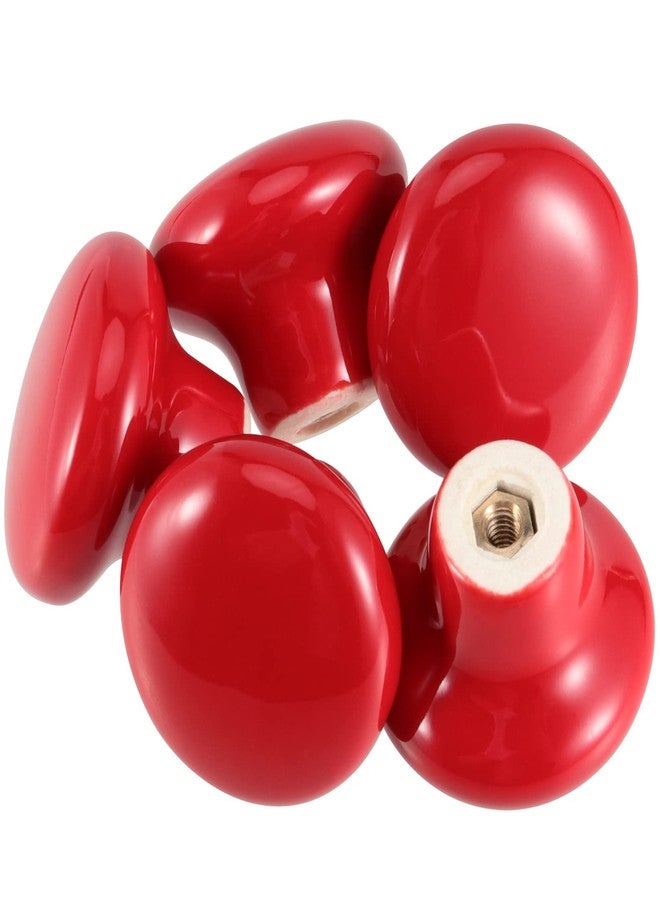 JAPCHET 16 Pack Red Ceramic Cabinet Knobs, 32 MM/1.26Inch Single Hole Ceramic Door Knobs with Screws, Button Round Mushroom Door Pulls for Kitchen Cabinet, Cupboard, Wardrobe, Dresser - Image 4