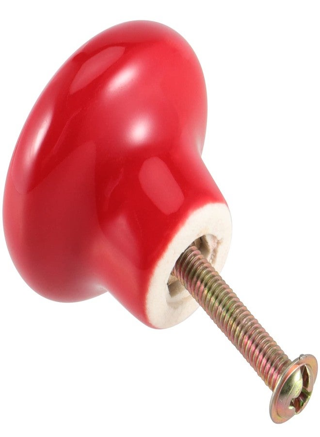 JAPCHET 16 Pack Red Ceramic Cabinet Knobs, 32 MM/1.26Inch Single Hole Ceramic Door Knobs with Screws, Button Round Mushroom Door Pulls for Kitchen Cabinet, Cupboard, Wardrobe, Dresser - Image 3