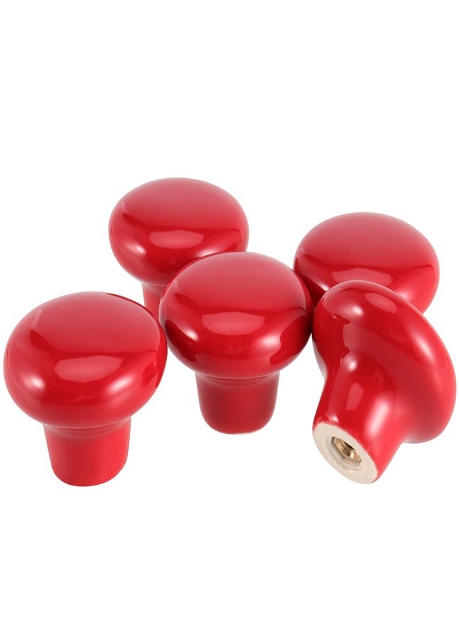 JAPCHET 16 Pack Red Ceramic Cabinet Knobs, 32 MM/1.26Inch Single Hole Ceramic Door Knobs with Screws, Button Round Mushroom Door Pulls for Kitchen Cabinet, Cupboard, Wardrobe, Dresser - Image 5