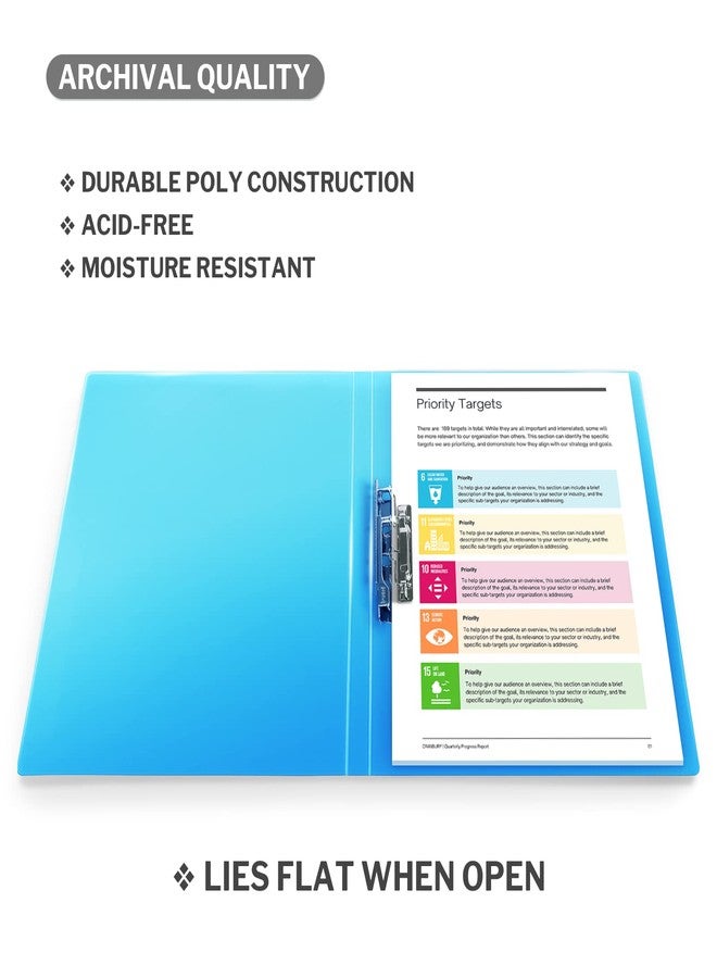 CRANBURY Punchless Clamp Binder (Blue), 8.5x11 Folder with Metal Clip, Ringless Binder Holds 100 Letter Size Pages, Documents, for Home or Office, Transparent Acid-Free Poly - Image 2