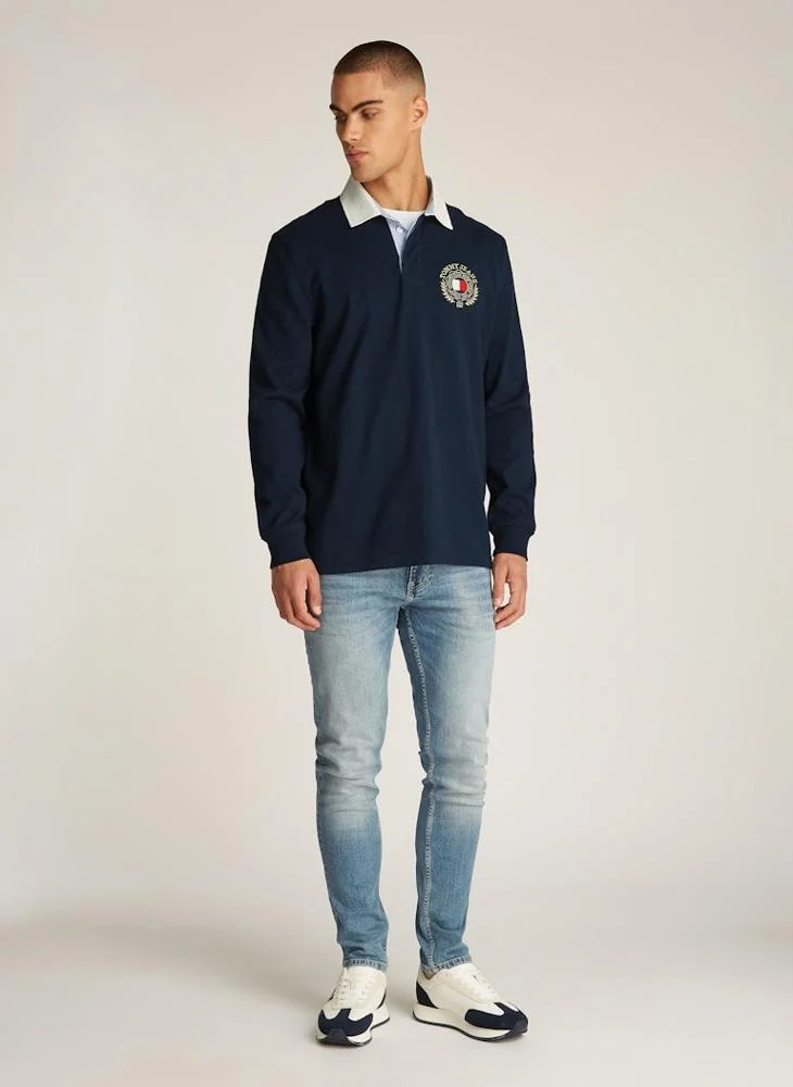 TOMMY JEANS Graphic Logo Longsleeve Polo Shirt
