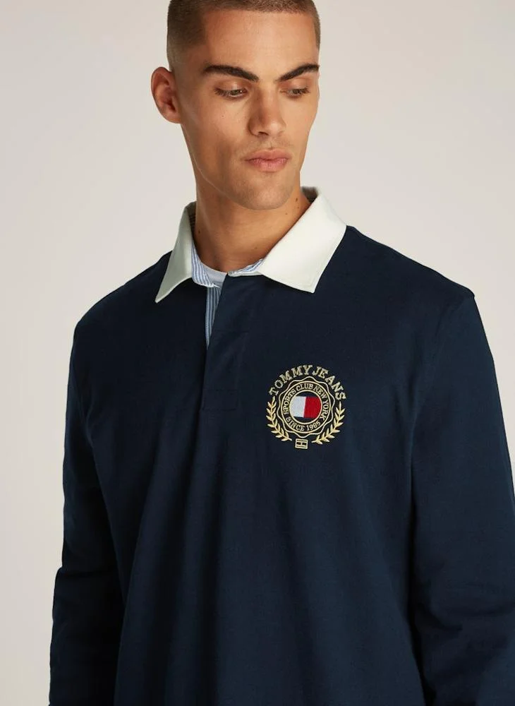 TOMMY JEANS Graphic Logo Longsleeve Polo Shirt