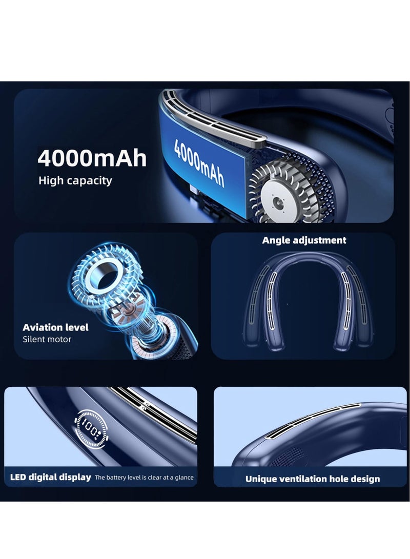 Excefore Portable Bladeless Neck Fan, Rechargeable Personal Fan Portable, USB Neck Cooling Fan, with LED Display, 5 Speeds and Hands-Free Design, for Travel, Outdoor, Indoor,Sports and fitness (Blue) - Image 5