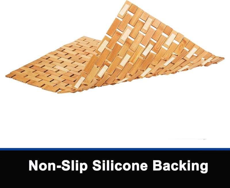 Fovlaurs سجادة حمام من الخيزران، مقاومة للماء وغير زلقة، مصنوعة من الخيزران الطبيعي، مقاس 16×24 بوصة، 2 قطع - Image 5
