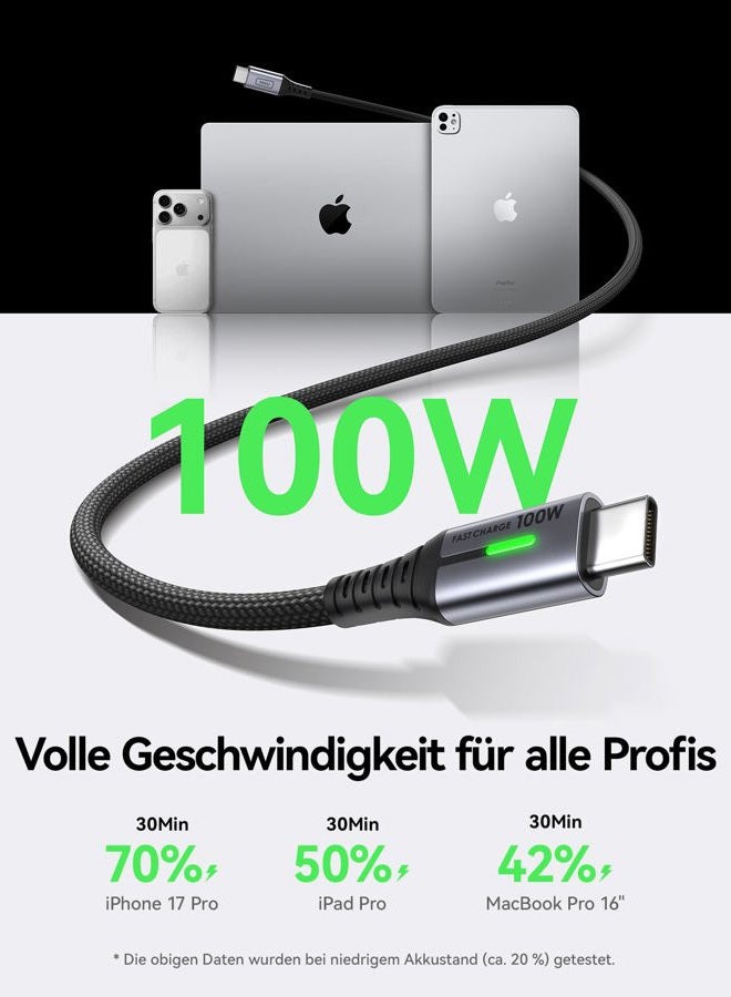 INIU Short USB C to USB C Cable, [1ft, 2-Pack] 100W Type C Cord for iPhone 16 Pro Max 15 Plus, Samsung Galaxy S24 Ultra S21 S10e, MacBook, iPad and More - Image 2