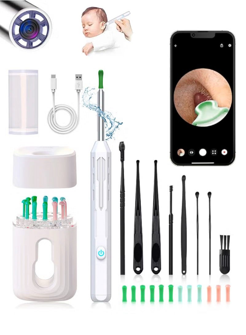 Generic Ear Wax Removal Tool - Wireless Ear Cleaner Kit with 1080 HD Camera and Storage Case, Rechargeable Earwax Remover with 9  Picks Ear Wax Removal kit with 12 Replacement ear spoon (White)  - Image 1