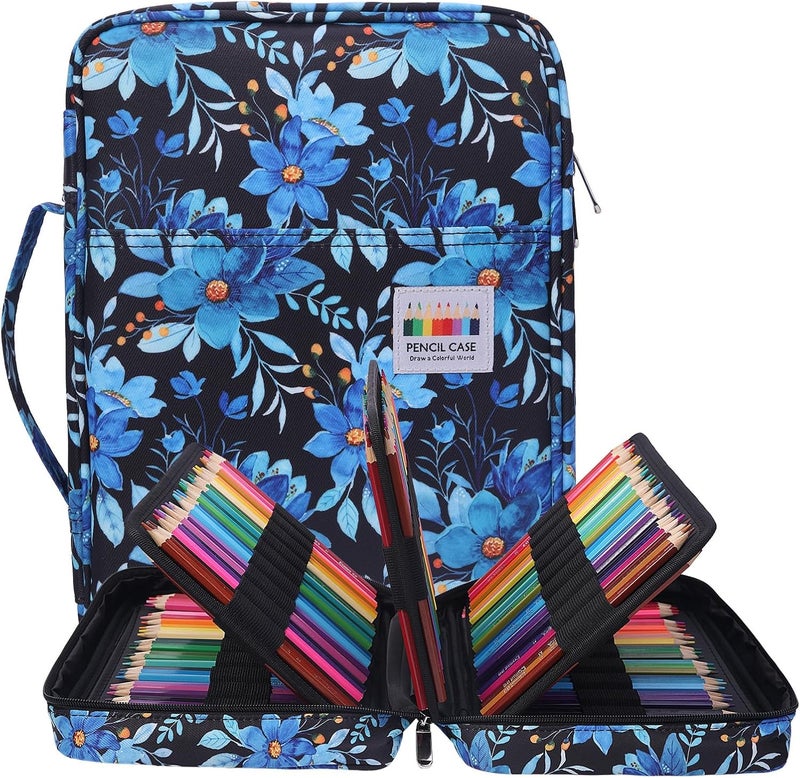 BOMKEE Colored Pencil Case 220 Slots Pencils/Gel Pens Organizer Waterproof Travel Case Zipper Carrying Portable Pencil Markers Pen Holder Bag for Painter Writers School Students (Orchide) - Image 1