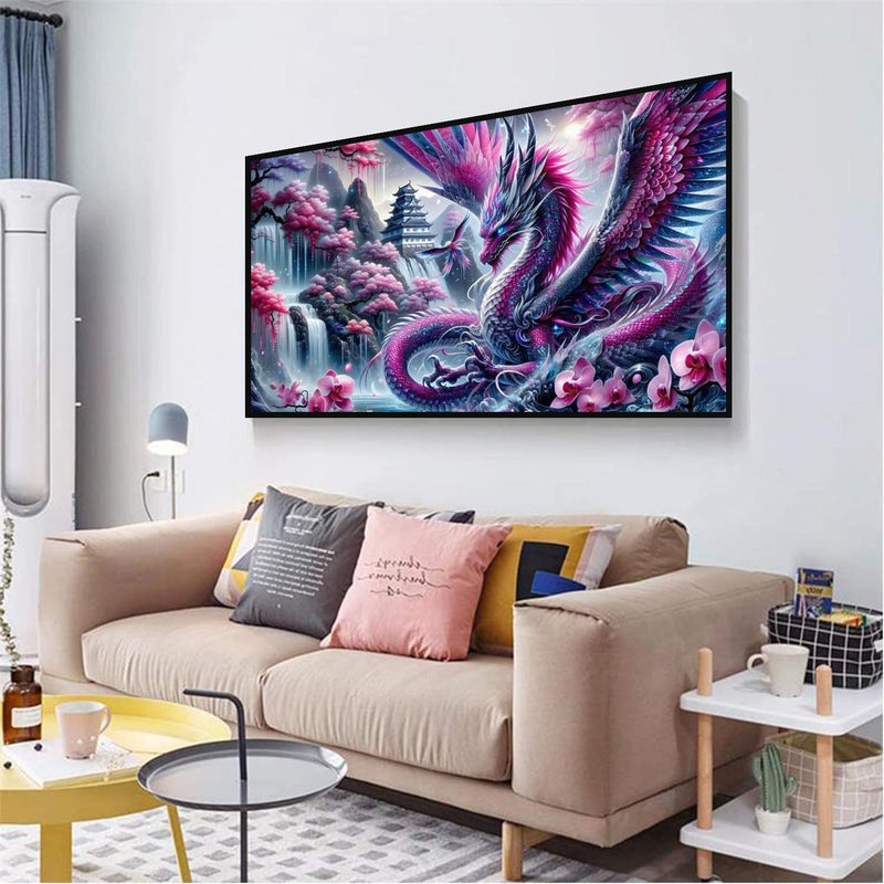 Ekuxom Large Diamond Art Kits for Adults-Waterfall Large Dragon Diamond Painting Kits for Adults-Round Full Drill Waterfall Diamonds Art Painting Kit for Gifts Home Wall Decor 27.5 X 15.7 inch - Image 3