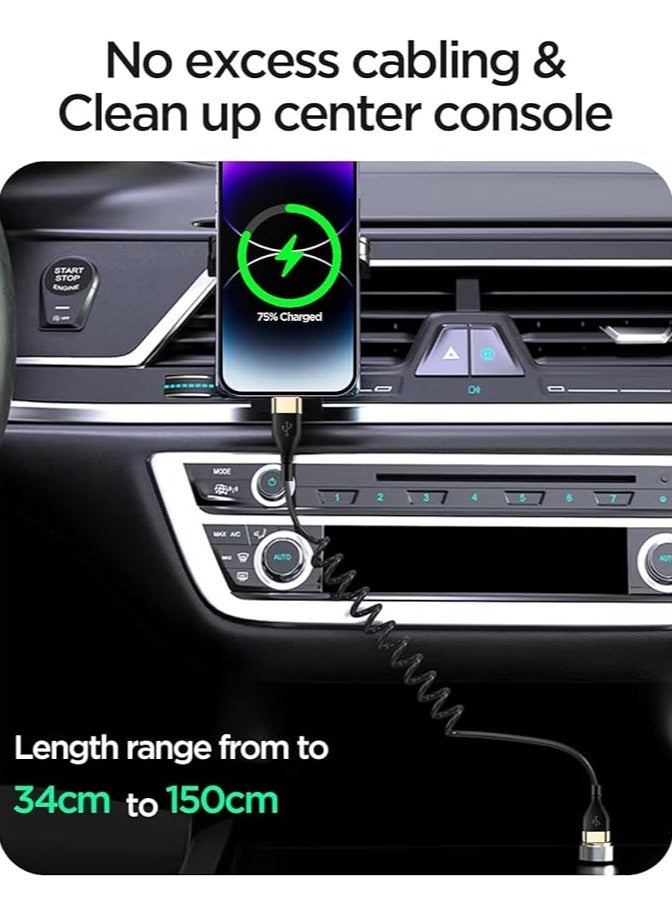 erorex Coiled Cable for Apple CarPlay, Expansion Spring Coiled Cable, Charge and Sync for c/XS/XS Max/XR/Phone X/8/8 Plus/7/7 Plus iPad Pro and More - Image 4