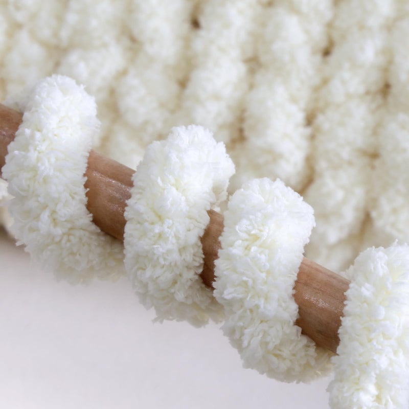Mellobello Jumbo Chunky Yarn for Hand Knitting - Super Thick Chenille Chunky Yarn for Crocheting - Extra Soft Bulky Fluffy Blanket Big Yarn 8 Jumbo Pack (27yds,8 oz Each Skein) Cream White - Image 5
