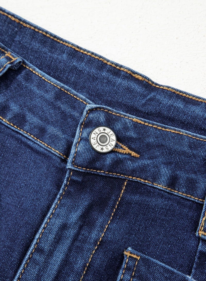 Sidefeel Women's Wide Leg Jeans High Waisted Straight Leg Stretchy Trendy Loose Zimbaplatinum Ankle Denim Pants Dark Blue Size 4 - Image 3