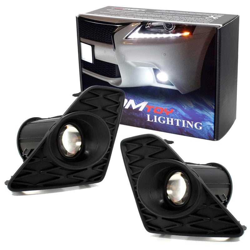 iJDMTOY 6000K Xenon White FSport 15W High Power Projector LED Fog Light Kit wBezel Covers Compatible with 20132015 Lexus GS350 GS460 GS450h