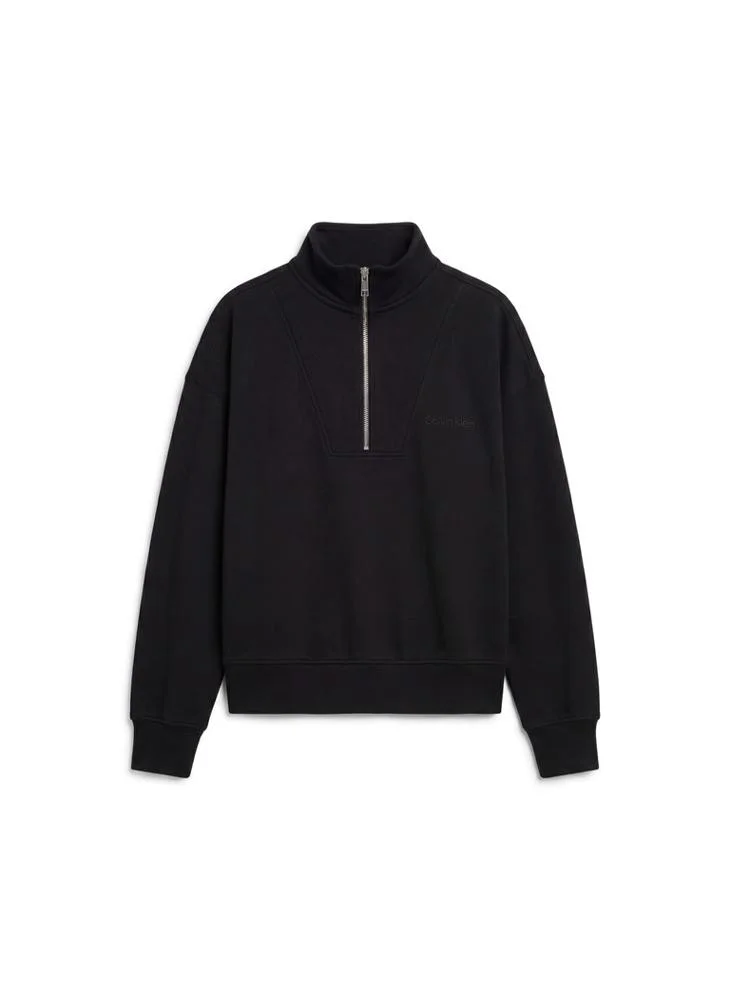 Calvin Klein Black French Terry Quarter-Zip Sweatshirt for Women | Best Price UAE